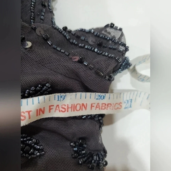 PISARRO NIGHTS 14 Beaded Mesh Column Gown Slate NWT - Picture 13 of 16
